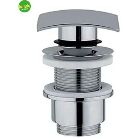 Piletta di scarico click clack in ottone cromato per lavabo o bidet con tappo quadrato cromato e senza troppo pieno 11/4" AMBRA WATER