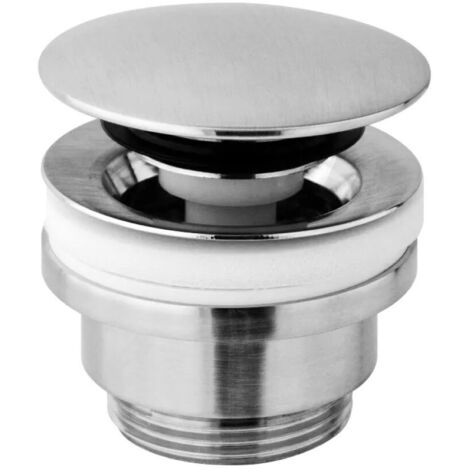 PILETTA DI SCARICO CLICK CLACK IN OTTONE STEEL LOOKING PER LAVABO O BIDET  CON TAPPO TONDO STEEL LOO - 11/4 - STEEL LOOKING  - PAF