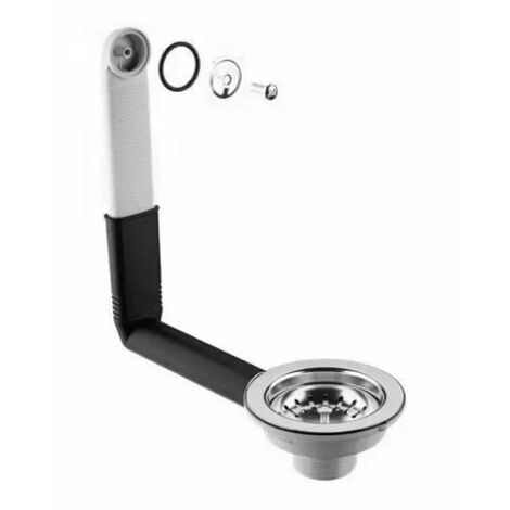 Piletta di scarico con troppo pieno tondo,con stelo maniglia e vite in plastica per lavello in acciaio inox modello hook eco ø1"1/2 BONOMINI