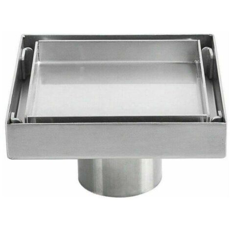 Piletta di scarico invisibile in acciaio inox 304, scarico deodorante quadrato ispessito, 1010 cm