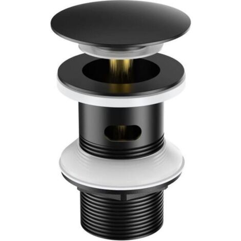 Piletta di scarico nera per lavabo con troppopieno, scarico automatico a scomparsa in acciaio inox - AURALUM