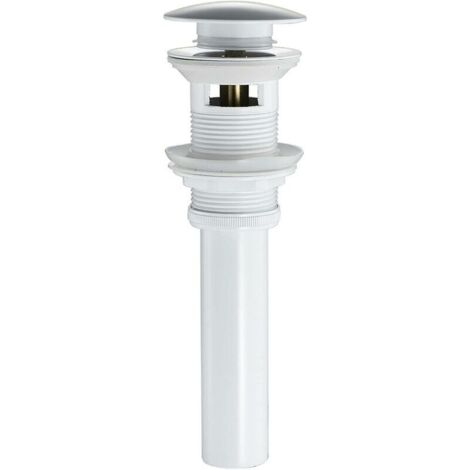 Piletta di scarico per lavabo FOREHILL, bianca con troppopieno, tappo per lavabo Click-Clack, ottone