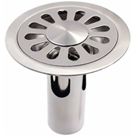 Piletta di scarico rotonda in acciaio inox spazzolato, adatta per bagno, cucina, lavanderia, giardino