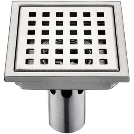 Piletta doccia quadrata 150 x 150 mm in acciaio inox 304 spazzolato, grande diametro, anti-intasamento, per bagno, 150 x 150 mm