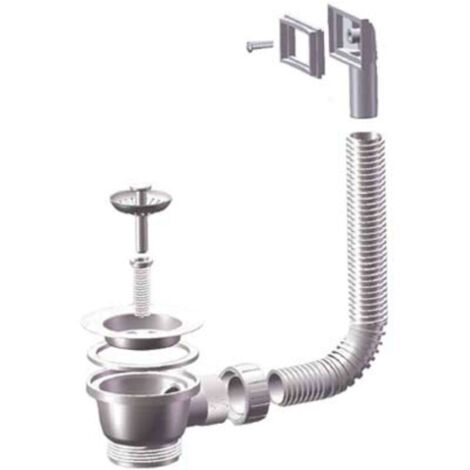 PILETTA MINIBASKET LAVELLO INOX + TROPPO PIENO - PP/INOX 1"1/2F + TAPPO GRIGLIA BASKET - 2 pezzi