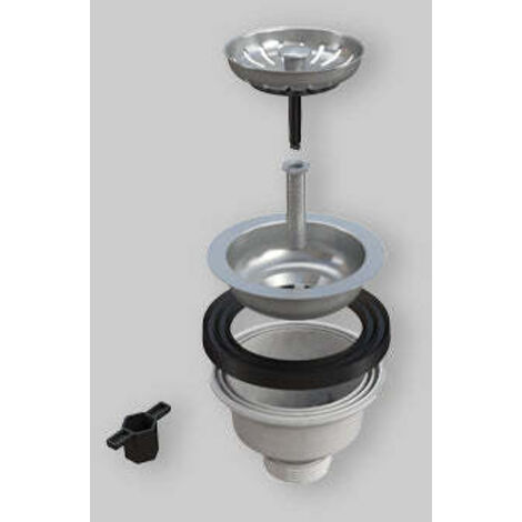 Piletta per lavello a canestro polipropilene e acciaio inox foro   90 mm