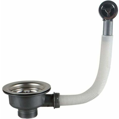 Piletta per lavello con troppopieno cestello in acciaio inox 110mm 1½, acciaio inox + ABS, piletta + cestello