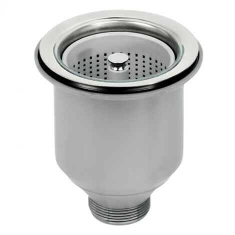 Piletta per lavello in acciaio inox da 115 mm con filtro per rifiuti VEGETARIANI per foro da 90 mm