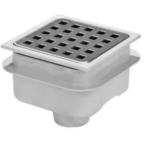 Piletta scarico in abs con griglia in acciaio inox 304 a corpo basso 105x105 mm usc.verticale ø40 GEBO