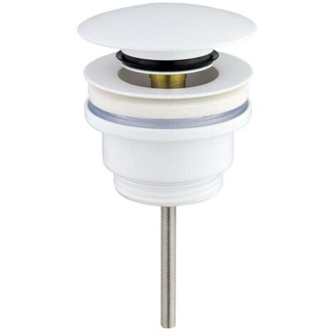 Piletta universale click-clack, bianco opaco, per lavandini e bidet, dado 1/4, ottone