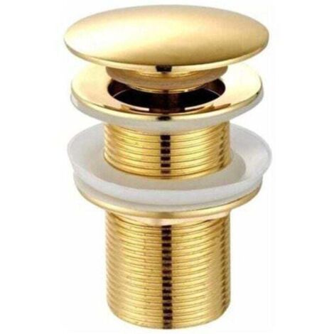 Piletta universale per lavabo – Piletta moderna click-clack – Piletta con troppopieno, ottone, acciaio inox, oro (senza troppopieno)