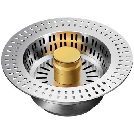 Piletta universale per lavello cucina - Per profondità  40 mm - Foro lavello da 76 a 81 mm - Acciaio inox - Con anticestello