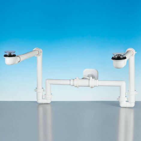 Pilette di scarico salvaspazio per doppio lavabo Lira A.3200.90  Bianco