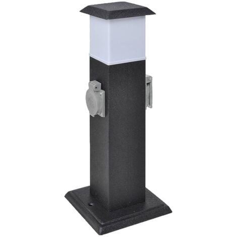 Pilier avec lampe pour prise de jardin Noir