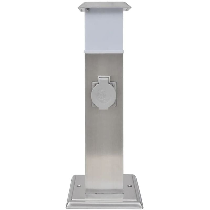 INLIFE Pilier de prise de jardin avec lampe Acier inoxydable