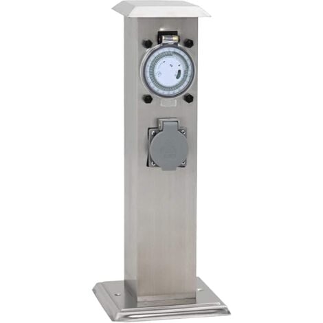 Pilier de prise de jardin avec minuterie Acier inoxydable