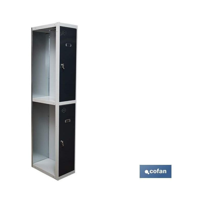 Cofan - Casier en acier initial à 2 portes Couleur: gris Dimensions: 180 x 30 x 50cm
