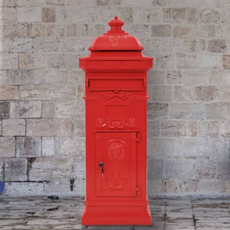 Pillar Letterbox Aluminium Vintage Style Rustproof Red vidaXL