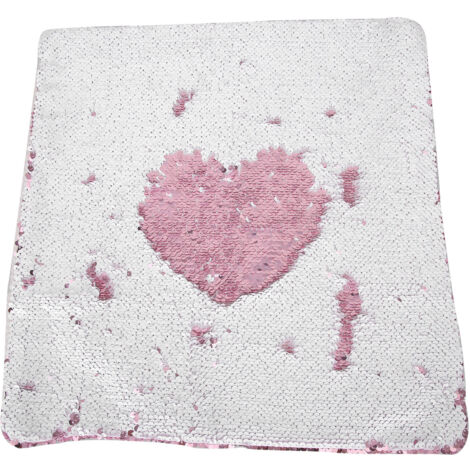 Pillow Case Sequins Suede Fabric Cushion Covers with Zipper for Home Sofa Bed DecorationPink + White