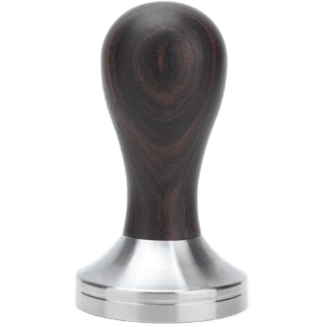 Pilon à café en acier inoxydable 53mm avec manche en bois pour barista maison et bureau