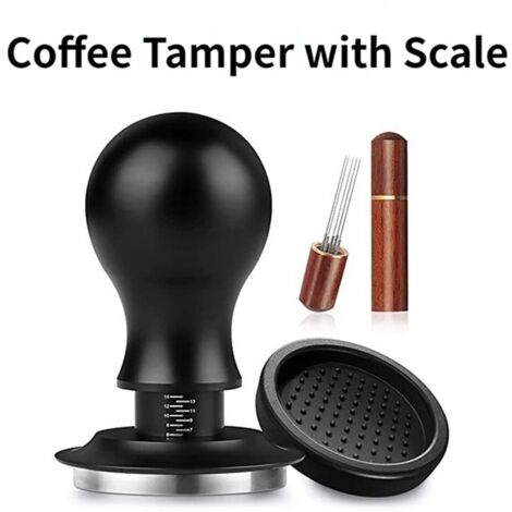 Pilon à Café Expresso de 58 Mm avec Aiguille de Presse à Poudre Tampons en Acier Inoxydable avec Distributeur de Café à L'éChelle