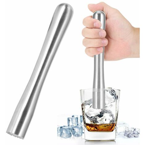 Pilon à Cocktail en Acier Inoxydable, Mélangeur à Cocktail Outil de Barre pour Citron, Créer de Délicieux Mojitos, 23cm