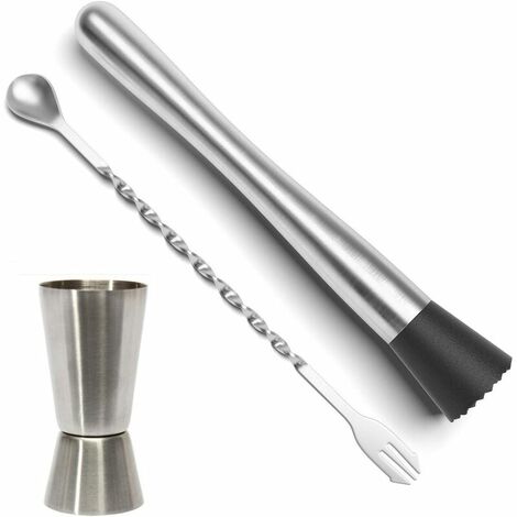Pilon à cocktail PDFans en acier inoxydable avec cuillère à mélange et doseur，HANBING