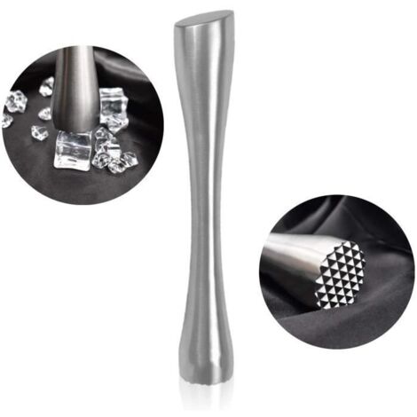 Pilon Broyeur de Glace - Acier Inox - Ustensile Bar - Idéal pour Cocktails - Ergonomique - Pileur de Glaçons