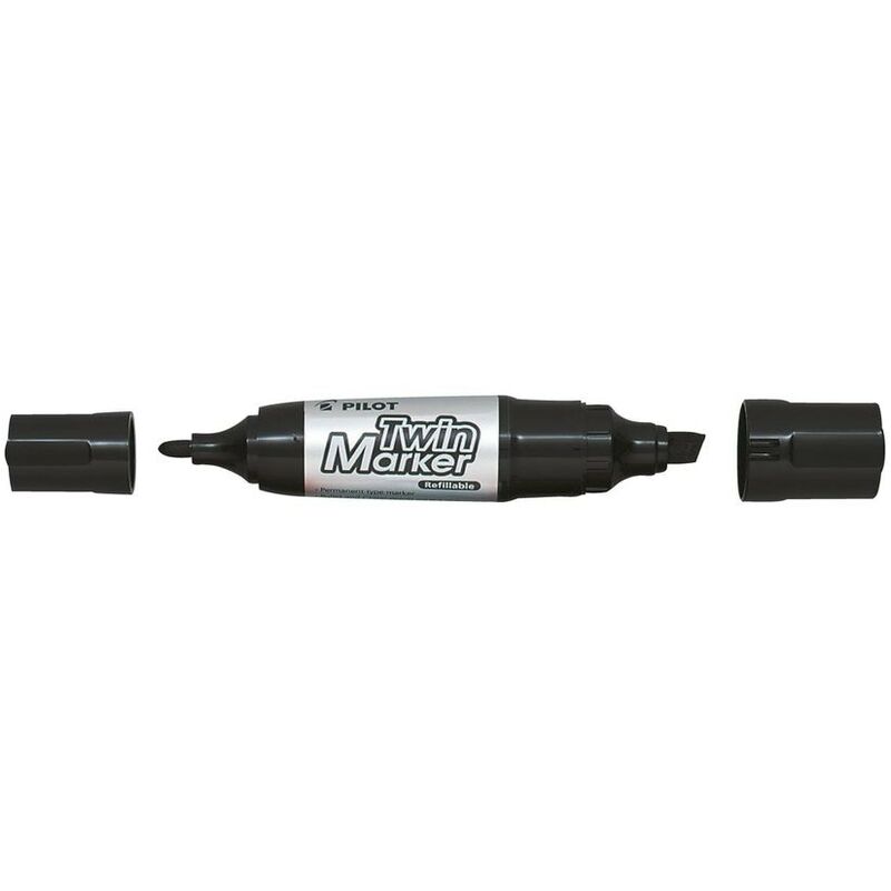 Pilot Permanent Marker Twin Tip Jumbo 1mm and 3.5-6.5mm Line Bla - Black - Begreen
