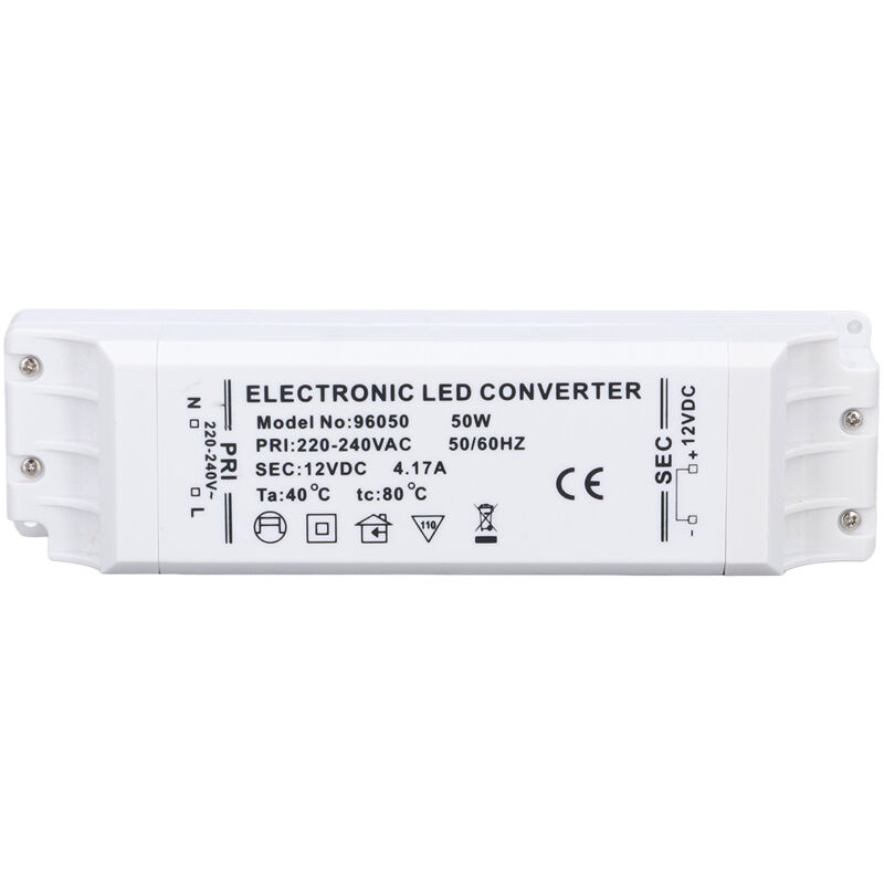 Pilote de led 50W 12V 4,17a, Transformateur de Puissance, Alimentation à Courant Constant, ac pour Usage Domestique et Commercial