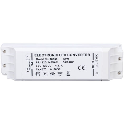 Pilote de LED 50W 12V 4,17a, Transformateur de Puissance, Alimentation à Courant Constant, AC pour Usage Domestique et Commercial