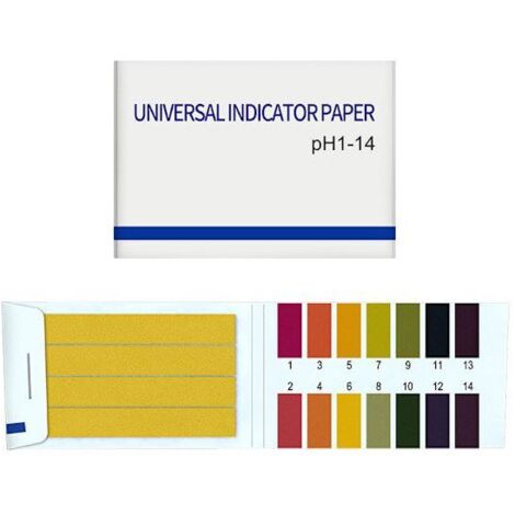 Pilote de papier tournesol pour test de pH (1 à 14) - 80 bandes multicolores par paquet