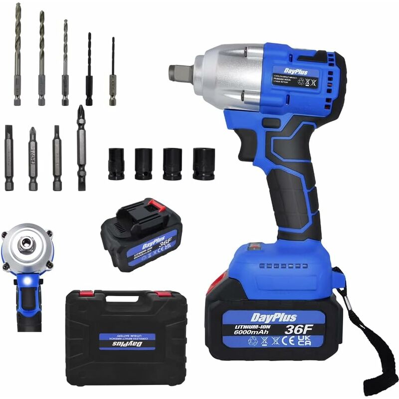 Day Plus - Pilote d'impact sans fil 21v, pistolet à impact 1 / 2, 3 - in - 1 brushless 420 nm, 2300 u / min perceuse à percussion électrique,