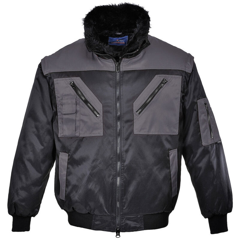 Portwest Bicolor Pilotjacke Schwarz/grau M