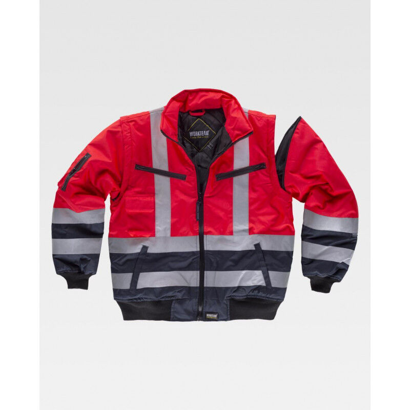 

Parka tipo piloto acolchada e impermeable de Alta Visibilidad WORKTEAM C3737 | M - Rojo A.V.+Marino