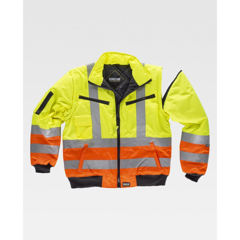 

Piloto impermeable Flúor con mangas desmontables WORKTEAM C3736 | M - Amarillo A.V.+ Naranja A.V.