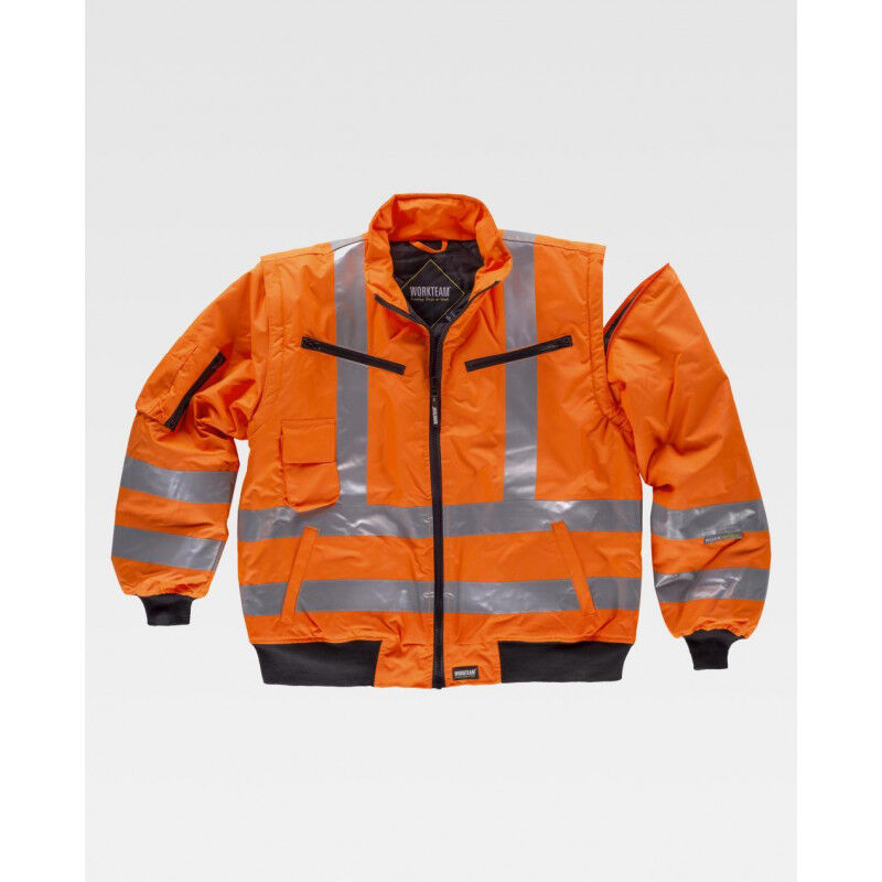 

Piloto de cuello alto con cintas reflectantes y mangas desmontables WORKTEAM C3720 | L - Naranja A.V.