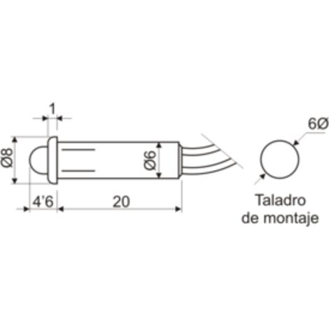 Piloto con LED de 5 mm de color rojo Electro Dh 12.727/5/R 8430552070084