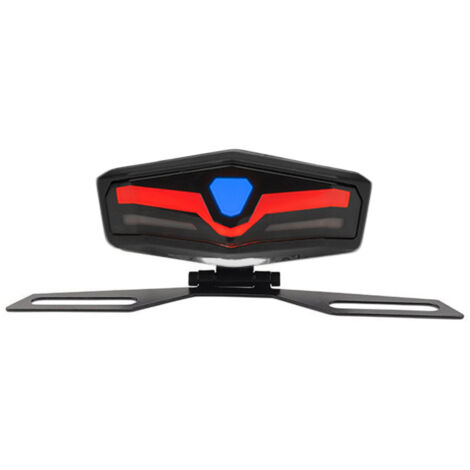 Piloto trasero LED universal con luces de posición, freno e intermitentes integrados, soporte para matrícula incluido, compatible con Honda, Yamaha, Suzuki y Kawasaki.
