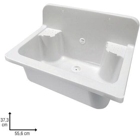Pilozzo maxi a muro 56 cm in resina bianca con portasapone e kit di scarico