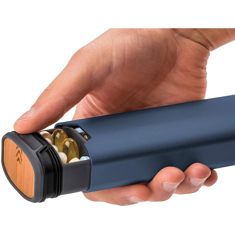 Pilulier bleu foncé 7 jours par jour – Pilulier de voyage hebdomadaire – Belle boîte à pilules pour vitamines, médicaments, pilules et suppléments