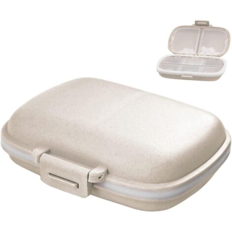 Pilulier de voyage beige à 8 compartiments pour médicaments et vitamines