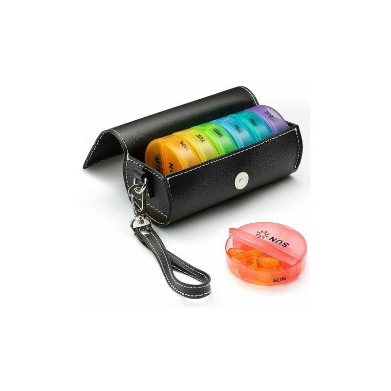 Ensoleille - Pilulier hebdomadaire, pilulier 7 jours 14 compartiments, pilulier hebdomadaire de couleurs assorties, distributeur de médicaments de