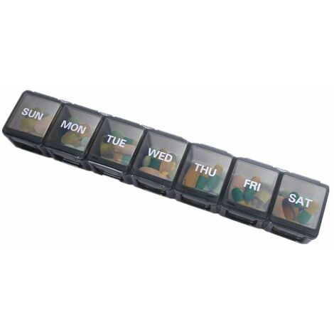 Pilulier Semainier Français, Pilulier 7 Jours mit 14 Compartiments, Pilulier Pillbox Pilulier Hebdomadaire - 2 Pièces ( Noir + Blanc)