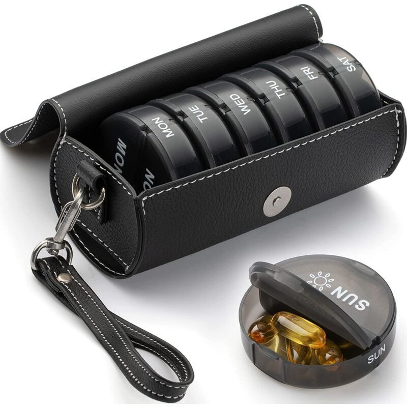 Pilulier Semainier,Pilulier Voyage,Pilulier Journalier,Dose 2 fois par jour,Semainier Medicament 7 Jours 14 Compartiments