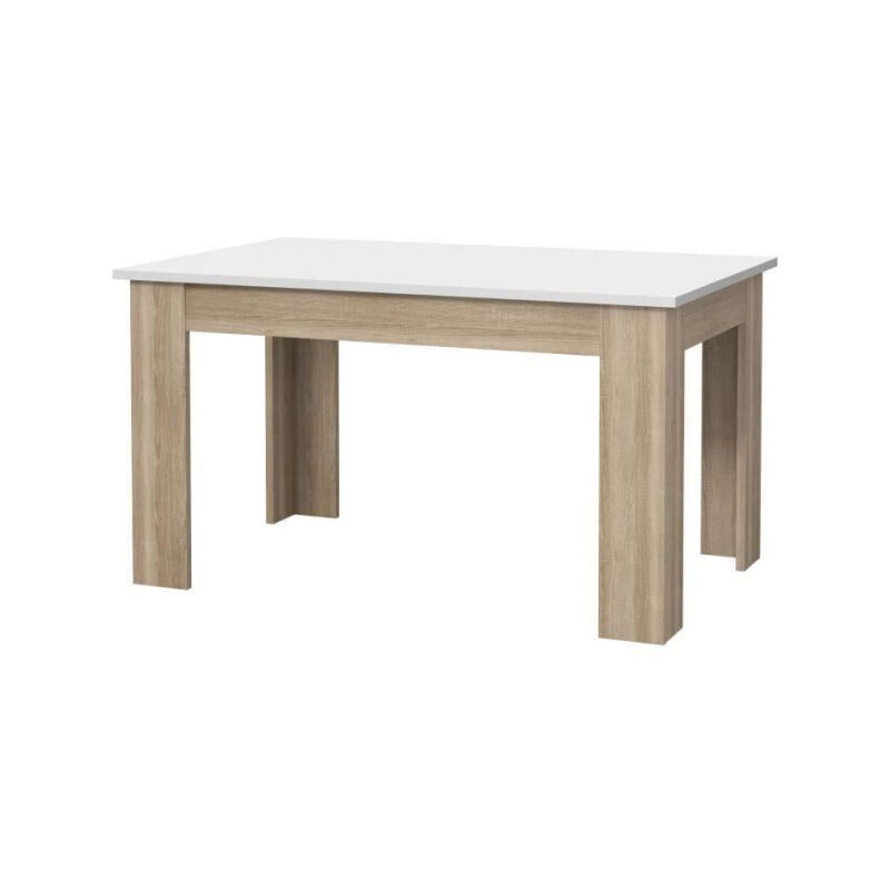 Les Tendances - pilvi Table a manger - Blanc et chene sonoma - l 140 x I90 x h 75 cm