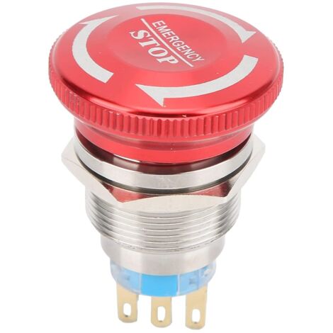 Pilz-Notfall-Drucktastenschalter, 22 mm wasserdichter Not-Aus-Drucktastenschalter, selbstsichernder Pilzkopf-Drucktastenschalter (6 Pins)