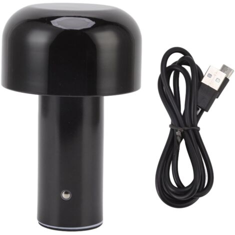 Pilzförmiges Nachtlicht, drei Lichtquellen mit gleichmäßiger Lichtverteilung, USB-Touch-Steuerung, Pilzlampe fürs Bett (Schwarz).