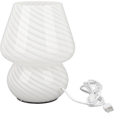 Pilzlampe mit Glasfäden – Warmweißes Innenlicht – Stufenlos dimmbar für Büro und Zuhause