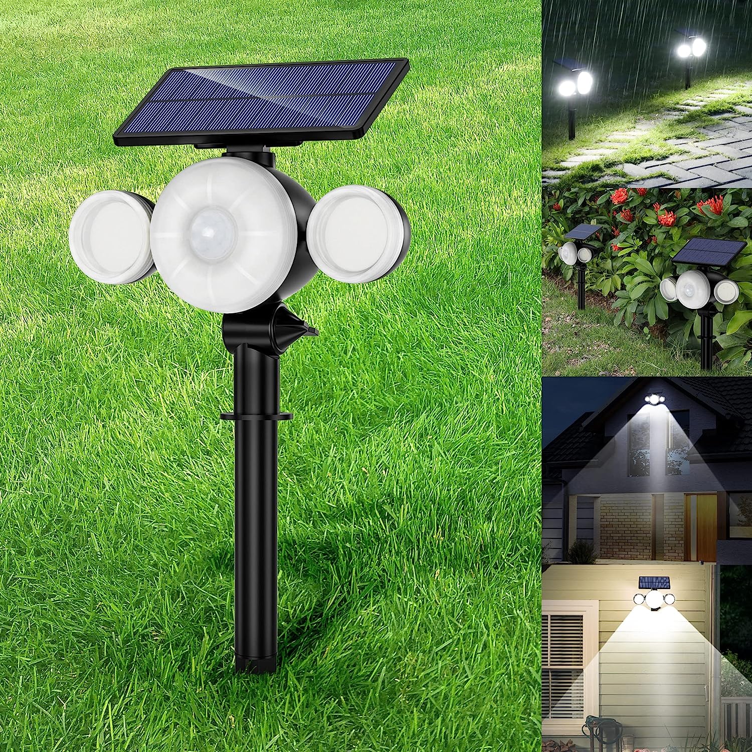 éclairage Extérieur Solaire Puissant Avec Détecteur De Mouvement Weldom Lampe Solaire Extérieur Jardin Ultra Puissante 88LED avec Détecteur de Mouvement Etanche IP65, Eclairage Spot Solaire Exterieur Sans Fil 360° Reglable Lumière Solaire Sécurité pour Chemin Cour Garage